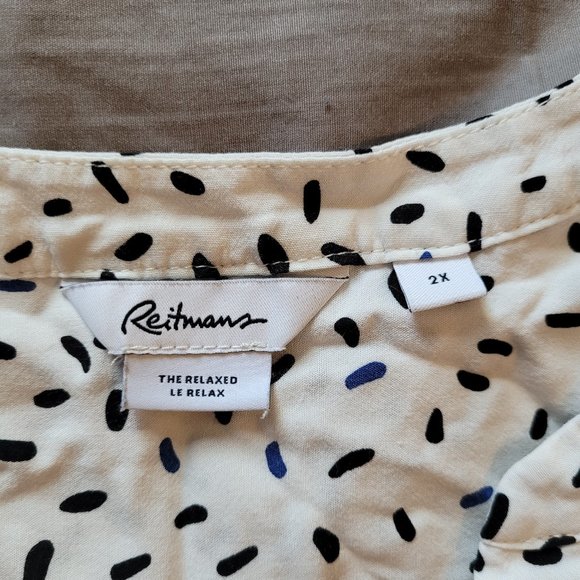 2X Reitmans Relaxed Fit Black & White Blouse - Picture 3 of 8